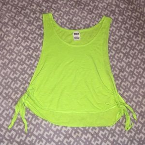 Pink tank top- neon green- size small